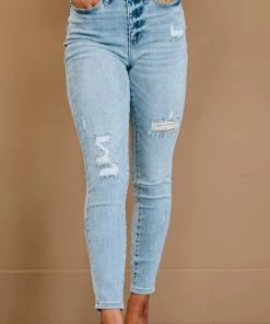Trendsi Judy Blue Jen High-Waist Distressed Skinny Jeans Apparel