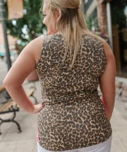 No Ship Drop Ship Leopard In Lipstick Sleeveless Top 3X