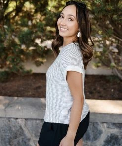 No Ship Drop Ship 2X Say It Isn't So Striped Knit Top