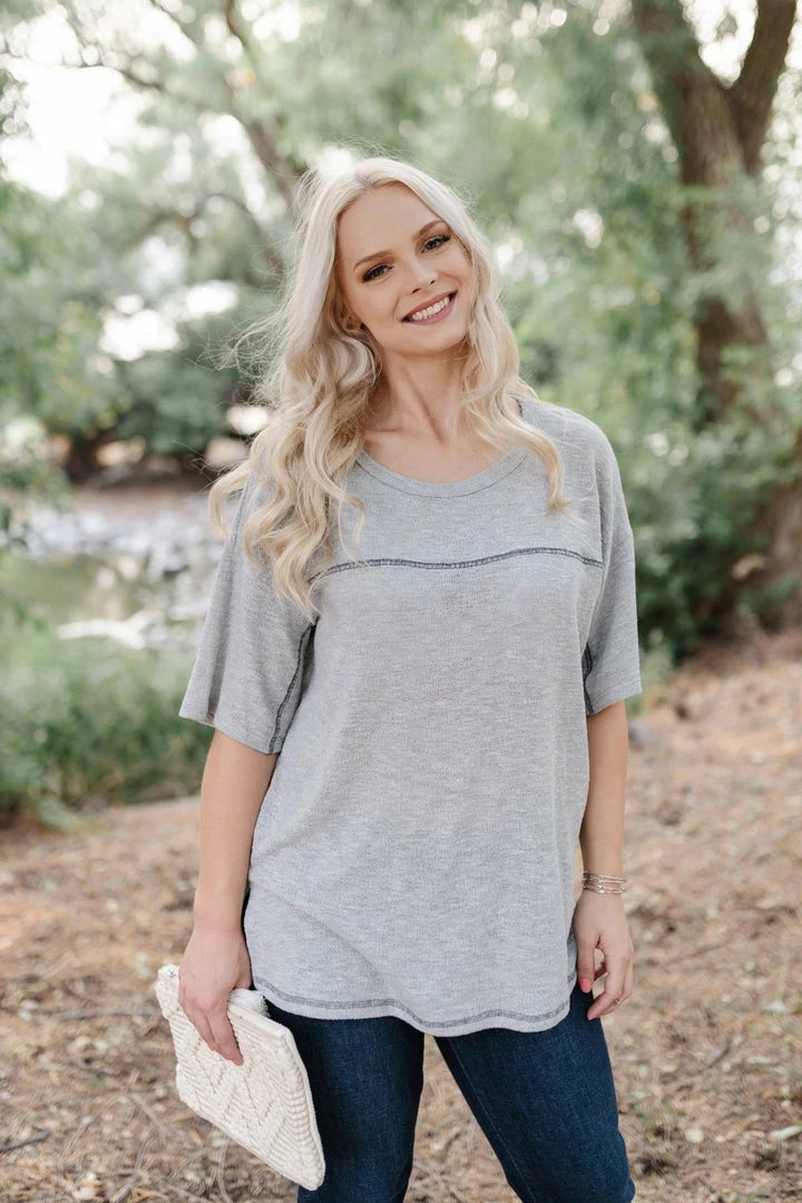 No Ship Drop Ship Sandstone Grey Knit Top 3 No Ship Drop Ship Sandstone Grey Knit Top