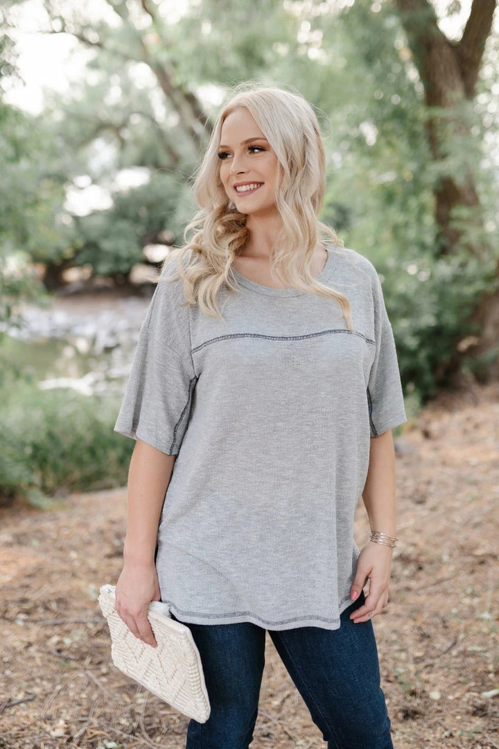 No Ship Drop Ship Sandstone Grey Knit Top 4 No Ship Drop Ship Sandstone Grey Knit Top