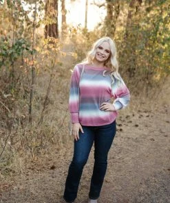 No Ship Drop Ship Caught Up In You Striped Ombre' Top