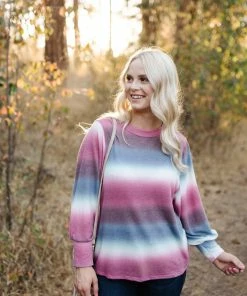 No Ship Drop Ship Caught Up In You Striped Ombre' Top