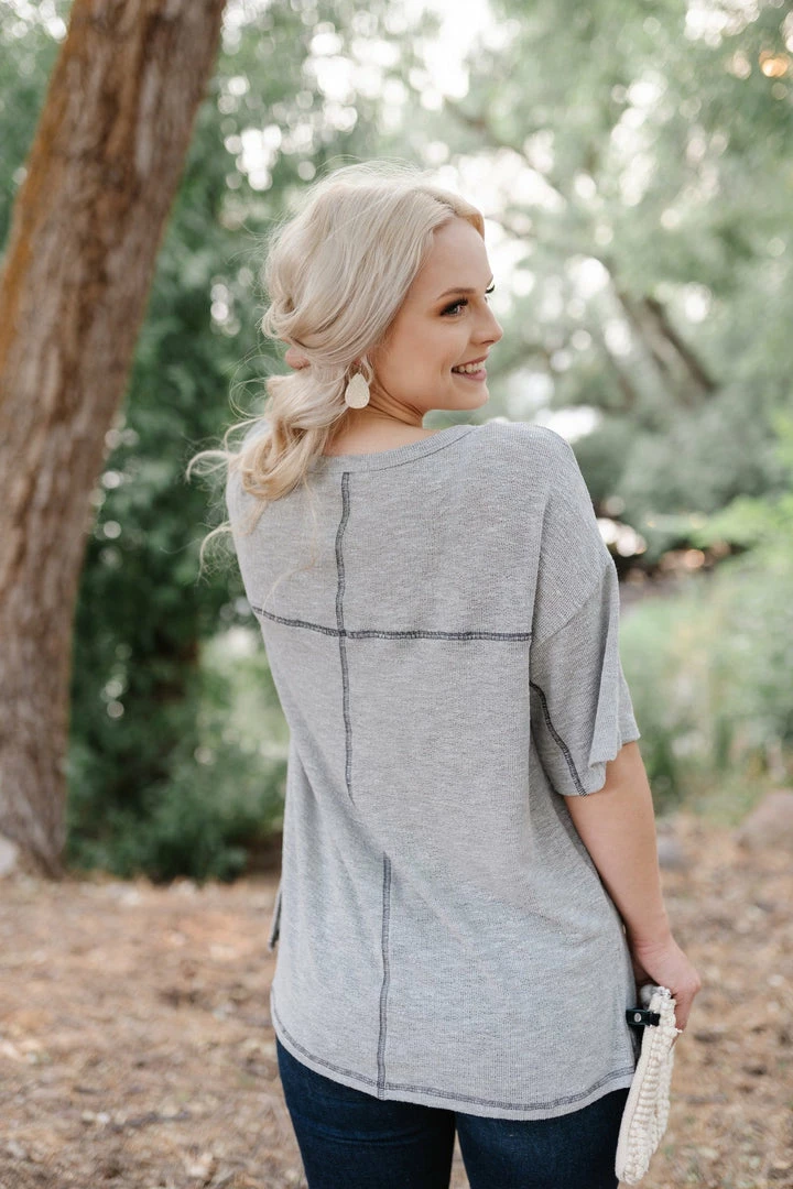 No Ship Drop Ship Sandstone Grey Knit Top 6 No Ship Drop Ship Sandstone Grey Knit Top