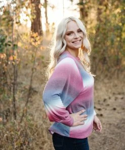 No Ship Drop Ship Caught Up In You Striped Ombre' Top