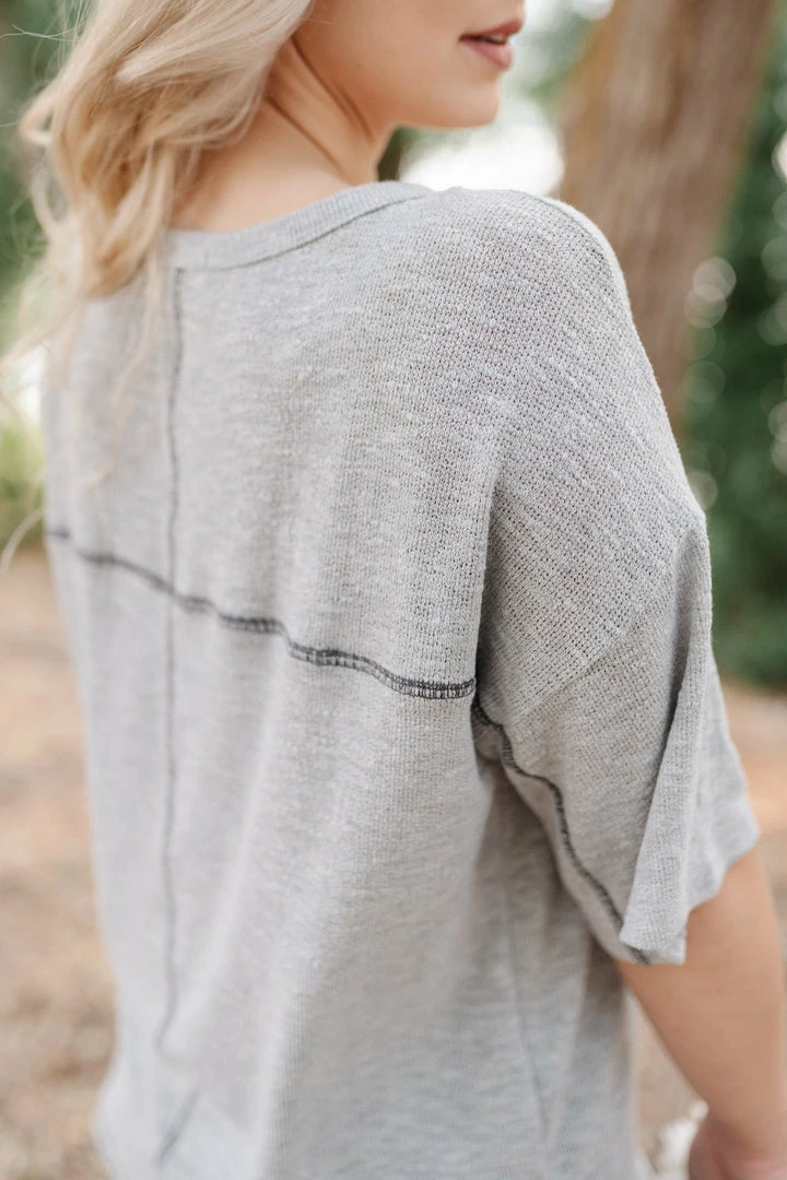 No Ship Drop Ship Sandstone Grey Knit Top 7 No Ship Drop Ship Sandstone Grey Knit Top