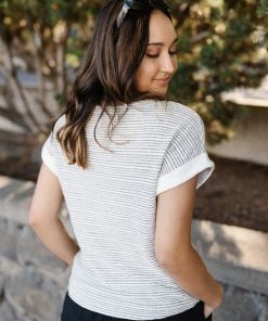 No Ship Drop Ship 2X Say It Isn't So Striped Knit Top