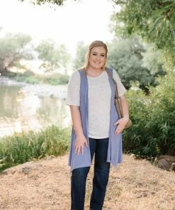 No Ship Drop Ship Life Of The Party Sleeveless Cardigan In Periwinkle