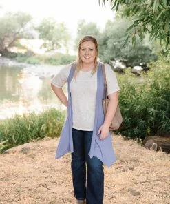 No Ship Drop Ship Life Of The Party Sleeveless Cardigan In Periwinkle