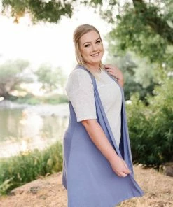 No Ship Drop Ship Life Of The Party Sleeveless Cardigan In Periwinkle