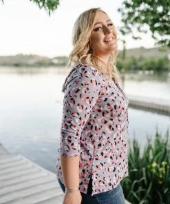 No Ship Drop Ship Spotted Lavender Hooded Top