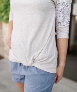 No Ship Drop Ship Summer Garden Tunic In Oatmeal