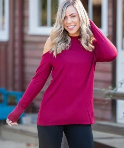 Boutique Simplified The Little Wine Top Cold Shoulder