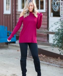 Boutique Simplified The Little Wine Top Cold Shoulder