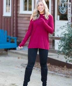 Boutique Simplified The Little Wine Top Cold Shoulder