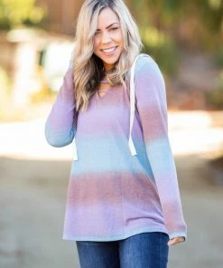 Boutique Simplified Gradiently Striped Hoodie