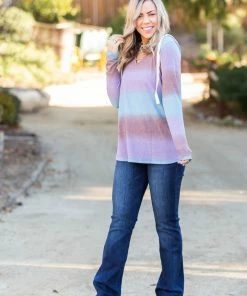 Boutique Simplified Gradiently Striped Hoodie