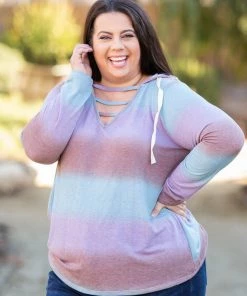 Boutique Simplified Gradiently Striped Hoodie