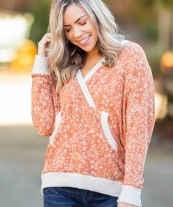 Boutique Simplified Rustic Floral Knit Hoodie