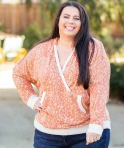 Boutique Simplified Rustic Floral Knit Hoodie