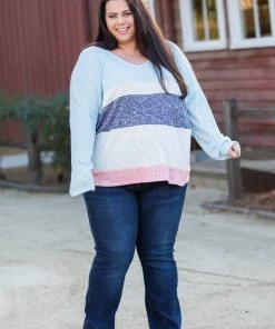 Boutique Simplified Sweet Horizons Color Block Top