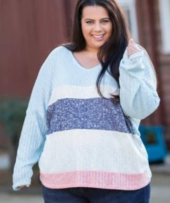 Boutique Simplified Sweet Horizons Color Block Top