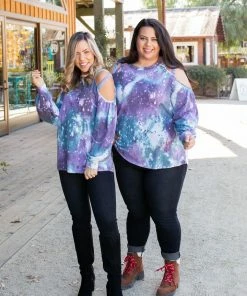 Boutique Simplified To The Moon And Back Caged Shoulder Top