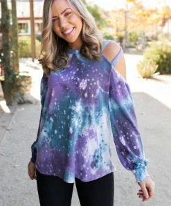 Boutique Simplified To The Moon And Back Caged Shoulder Top