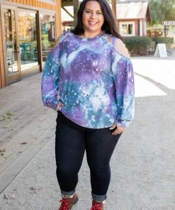 Boutique Simplified To The Moon And Back Caged Shoulder Top