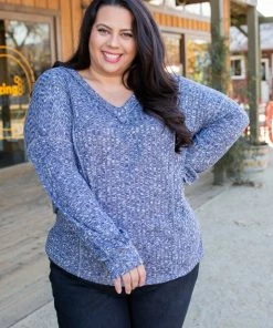 Boutique Simplified Wavy Navy Puff Sleeve Top