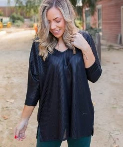 Boutique Simplified Slick Chick Brushed V-neck Top