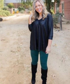 Boutique Simplified Slick Chick Brushed V-neck Top