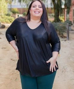 Boutique Simplified Slick Chick Brushed V-neck Top