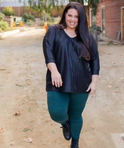 Boutique Simplified Slick Chick Brushed V-neck Top