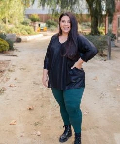 Boutique Simplified Slick Chick Brushed V-neck Top