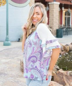 Boutique Simplified Vivacious Paisley Ruffled Raglan 11 Boutique Simplified Vivacious Paisley Ruffled Raglan