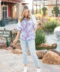 Boutique Simplified Vivacious Paisley Ruffled Raglan