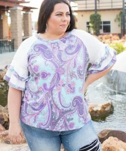 Boutique Simplified Vivacious Paisley Ruffled Raglan