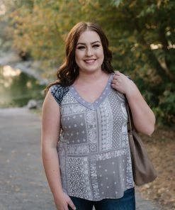 No Ship Drop Ship Pretty As A Picture Paisley Sleeveless Top