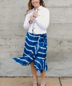 No Ship Drop Ship Ocean Breeze Faux Wrap Skirt