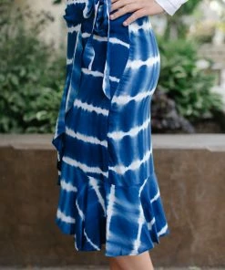 No Ship Drop Ship Ocean Breeze Faux Wrap Skirt