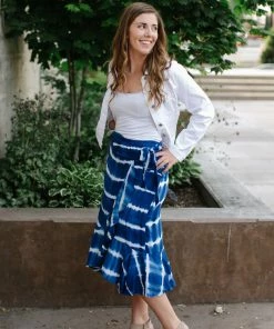 No Ship Drop Ship Ocean Breeze Faux Wrap Skirt