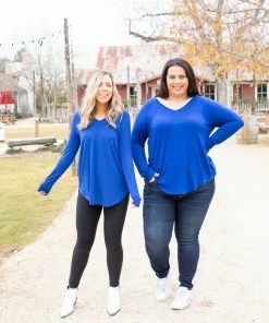 Boutique Simplified 1X Everyday Long Sleeve Tee In Royal Blue 9 Boutique Simplified 1X Everyday Long Sleeve Tee In Royal Blue