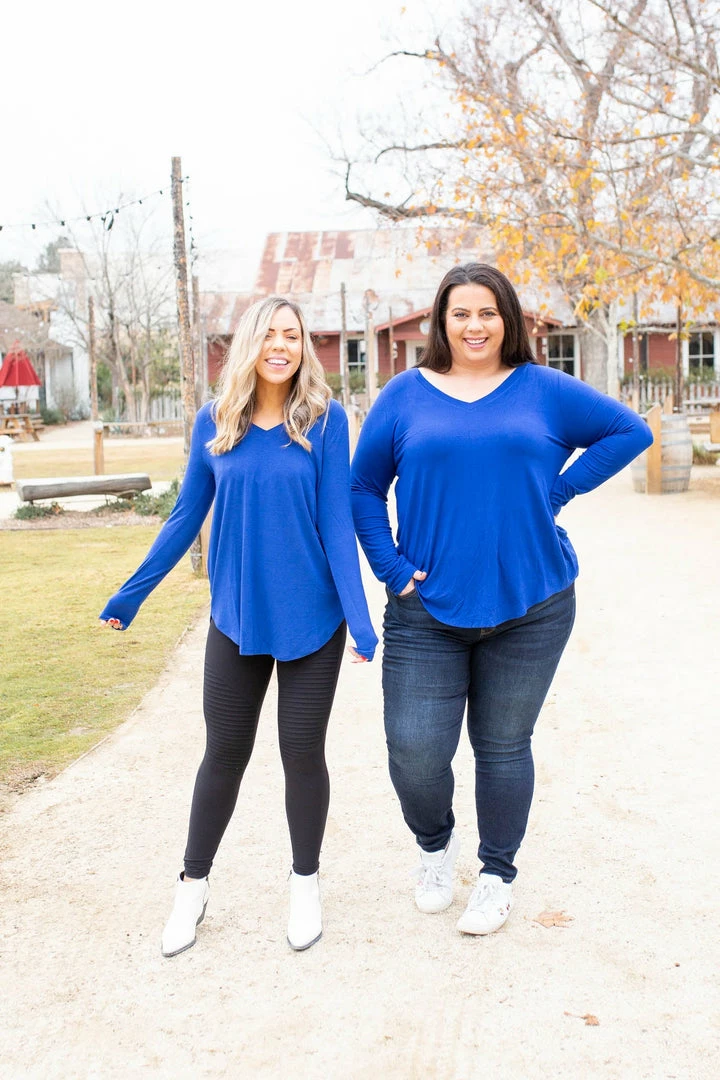 Boutique Simplified 1X Everyday Long Sleeve Tee In Royal Blue 3 Boutique Simplified 1X Everyday Long Sleeve Tee In Royal Blue