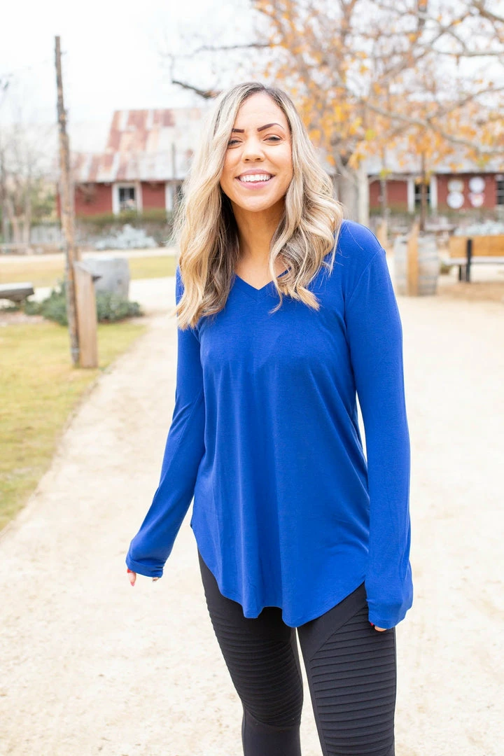 Boutique Simplified 1X Everyday Long Sleeve Tee In Royal Blue 2 Boutique Simplified 1X Everyday Long Sleeve Tee In Royal Blue