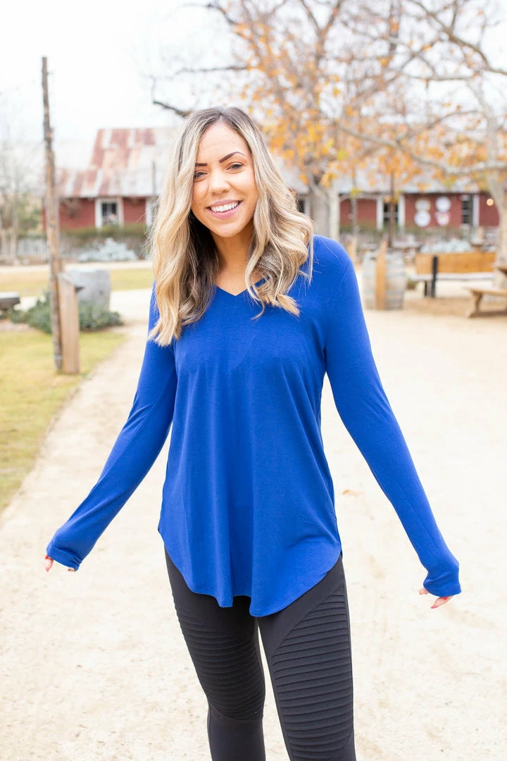 Boutique Simplified 1X Everyday Long Sleeve Tee In Royal Blue 4 Boutique Simplified 1X Everyday Long Sleeve Tee In Royal Blue