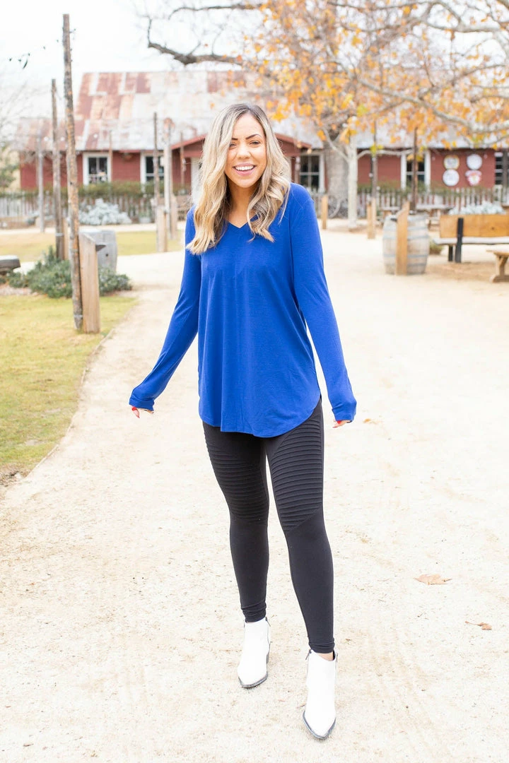 Boutique Simplified 1X Everyday Long Sleeve Tee In Royal Blue 5 Boutique Simplified 1X Everyday Long Sleeve Tee In Royal Blue
