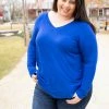 Boutique Simplified 1X Everyday Long Sleeve Tee In Royal Blue