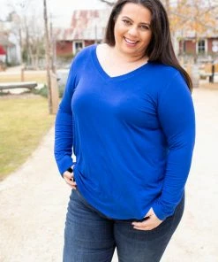 Boutique Simplified 1X Everyday Long Sleeve Tee In Royal Blue