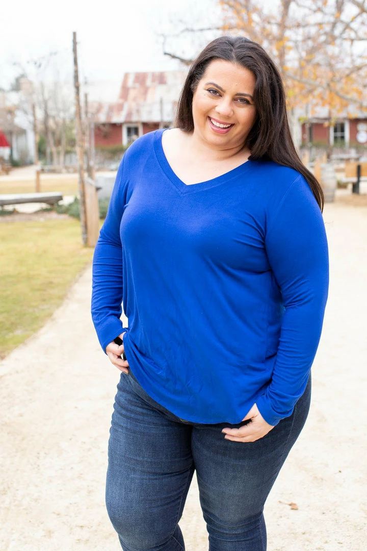Boutique Simplified 1X Everyday Long Sleeve Tee In Royal Blue 1 Boutique Simplified 1X Everyday Long Sleeve Tee In Royal Blue